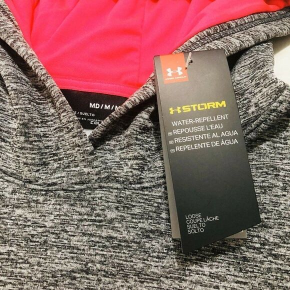 Under Armour Coldgear Loose Storm Hoodie Marled Heather Black NEW - Picture 4 of 8